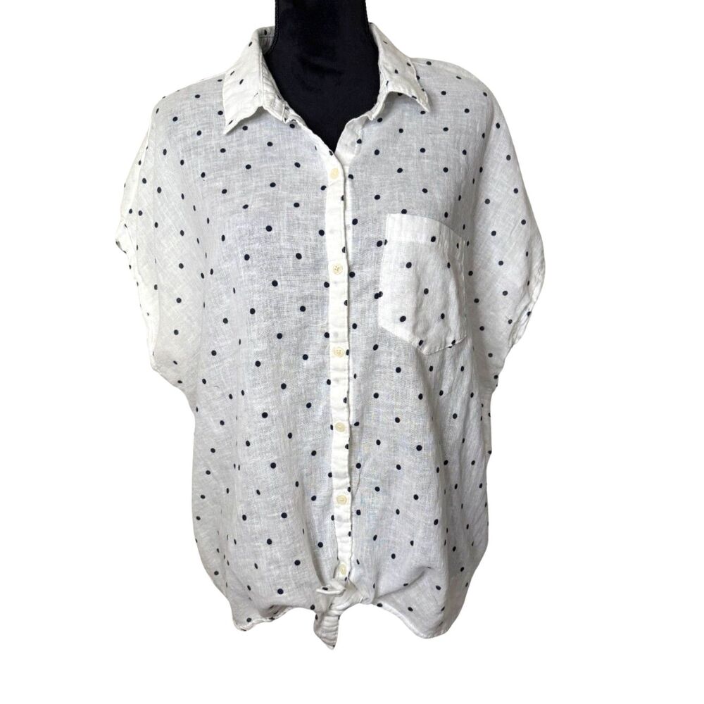 Old Navy Button Down Tie Short Sleeve Blouse Women's Size XXL